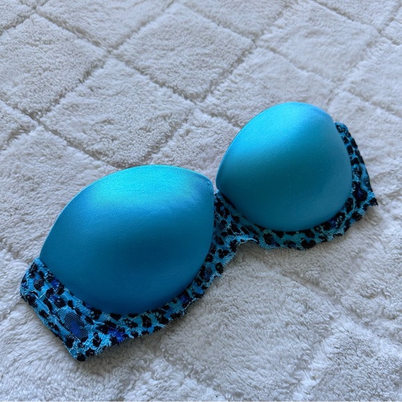 Victoria's Secret PINK | Blue Leopard Strapless Multi Way Push Up Bra | Size 34B - Picture 3 of 10